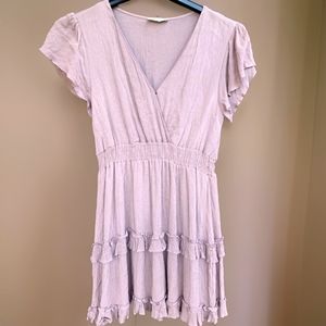 PINK RUFFLED V NECK SUN DRESS ALTAR'D STATE SIZE SMALL